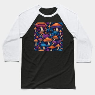 Colorful Mushrooms Forest Baseball T-Shirt